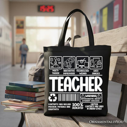 Funny Barcode Teacher Canvas Tote and Supplies