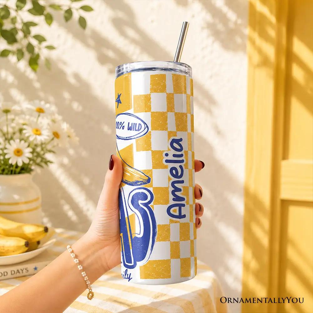 That's Bananas Summer 20oz tumbler lid and stainless straw OrnamentallyYou yellow checkered on Tampa Home & Garden Store