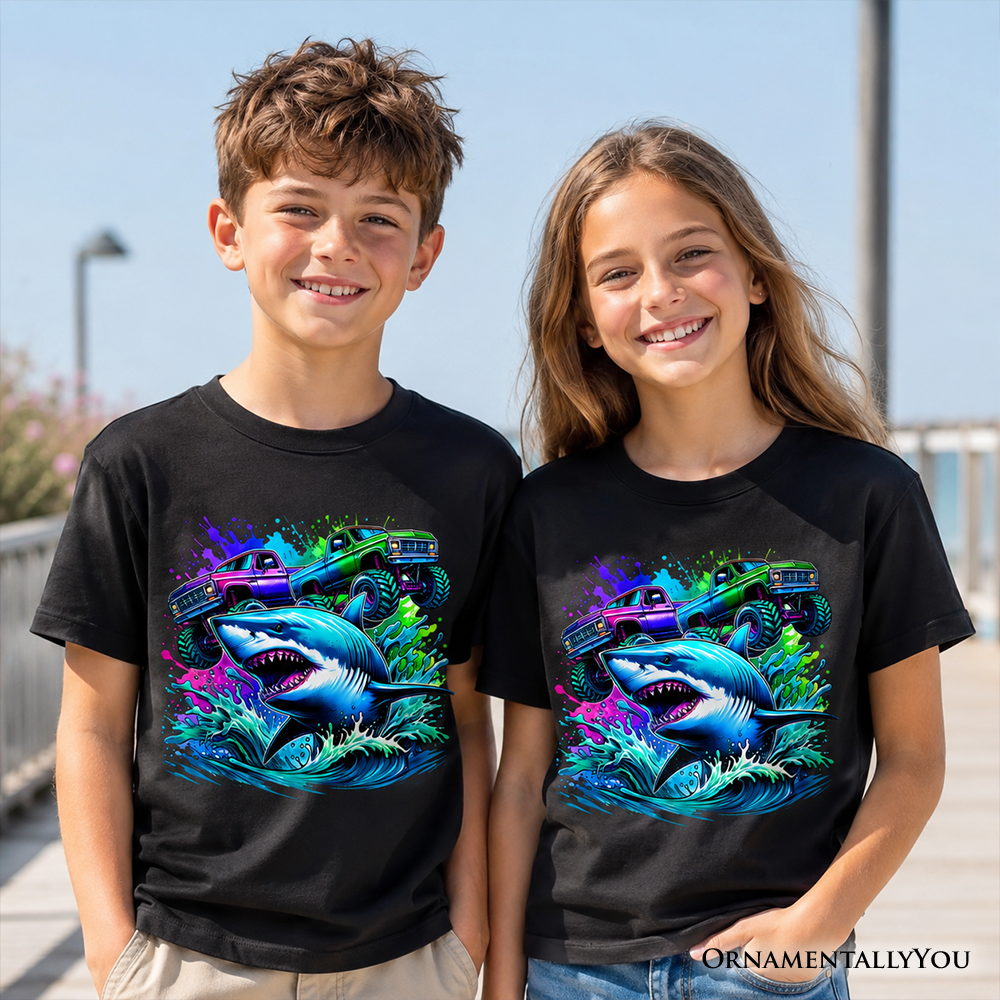 Cool Truck and Shark Kids Cotton Tee Shirt