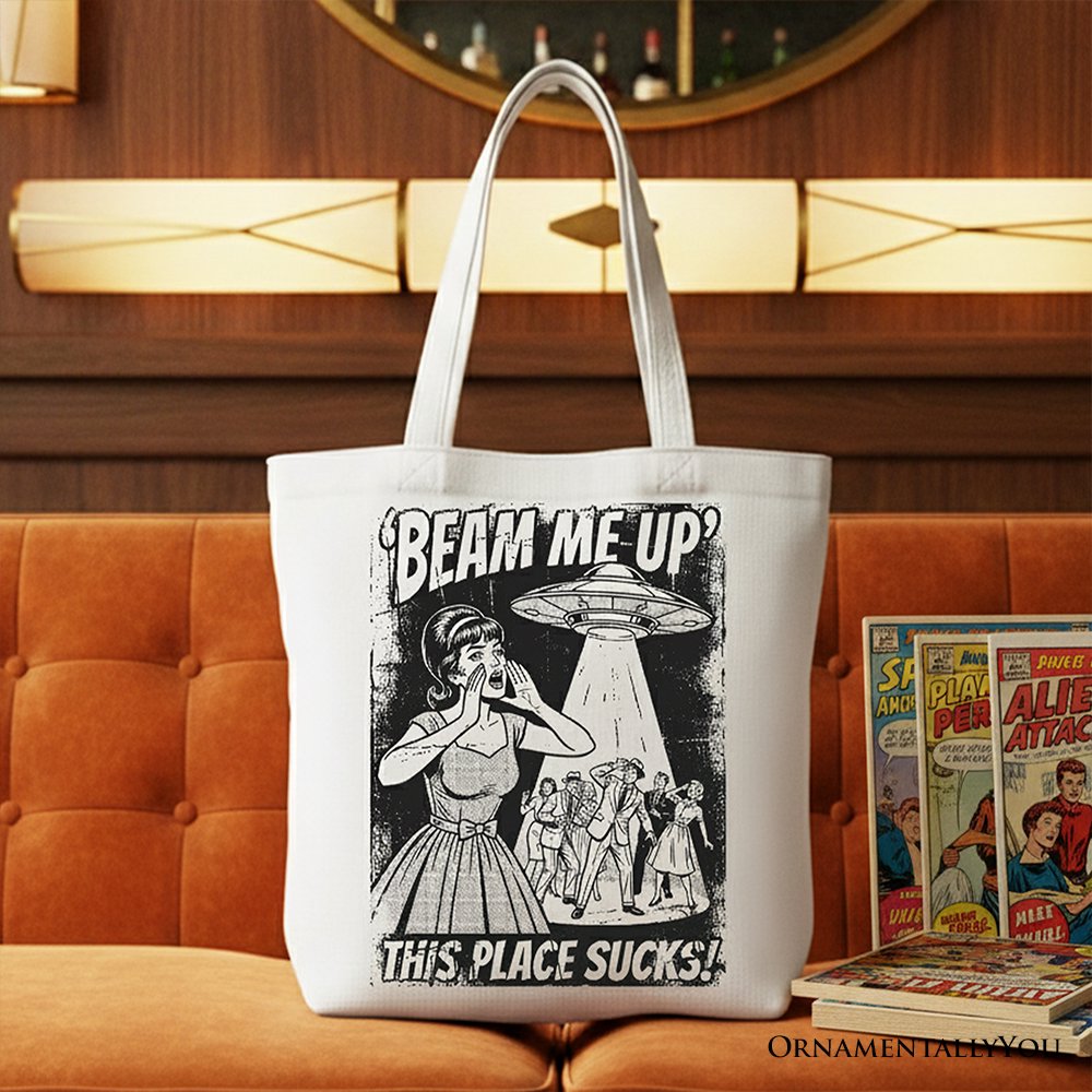 Retro Ufo Meme This Place Sucks Tote Bag