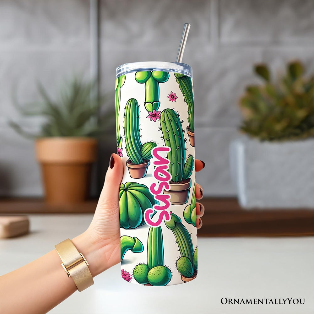 Valentine Adult Humor 20oz Personalized Tumbler With Lid and Stainless Steel Straw, Funny Cactus Gift Cup