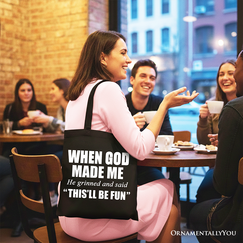 When God Made Me Christian Canvas Tote and Bag
