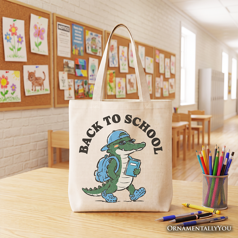 Fun Alligator Canvas Tote Bag and School Gift