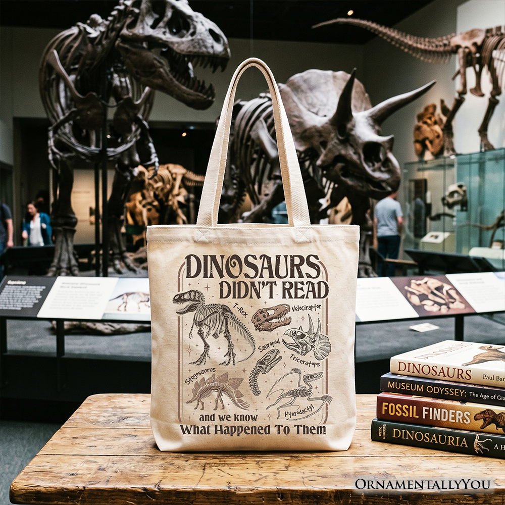 Dinosaur Tote Bag for Book Lover and Librarian