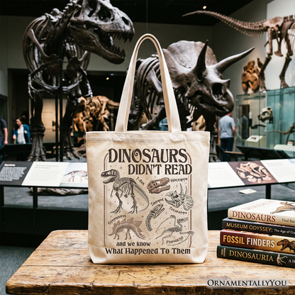 Dinosaur Tote Bag for Book Lover and Librarian