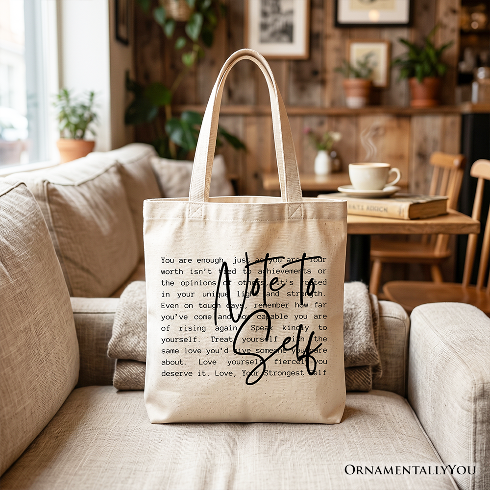 Note To Self Mental Health Canvas Bag and Straps