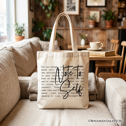 Note To Self Mental Health Canvas Bag and Straps