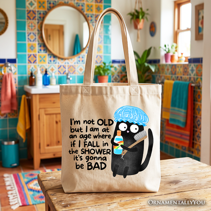 Sarcastic Old Black Cat Shower and Gift Tote