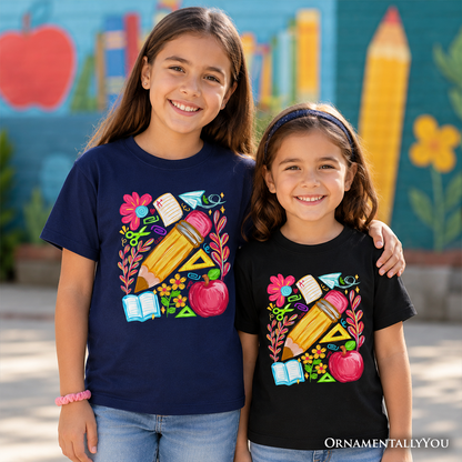Soft Kids Floral Pencil Tee Shirt For School