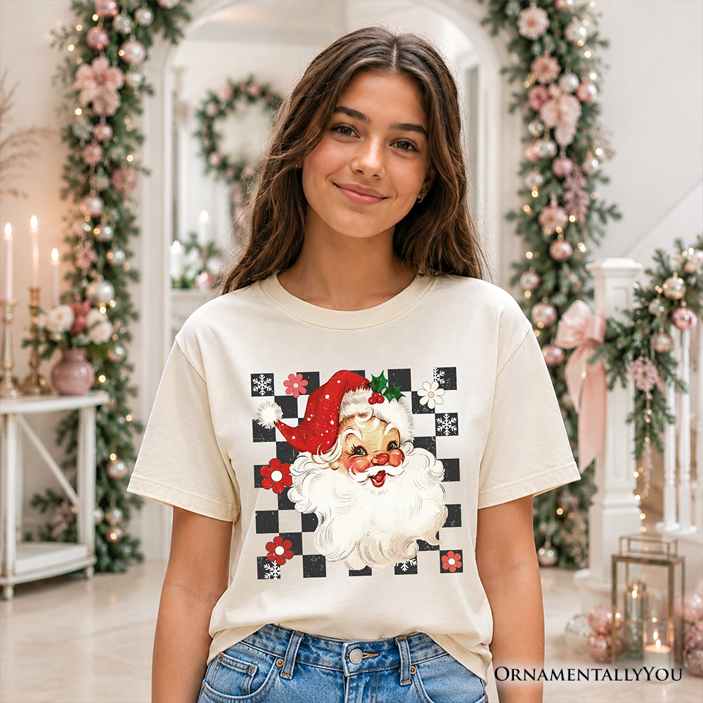 Kids Checkered Santa Claus and Merry Vintage Tee