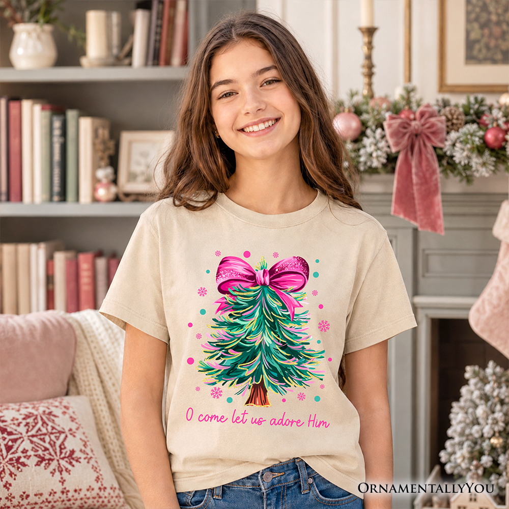 Kids Glitter Christmas Tree and the Bow Tee