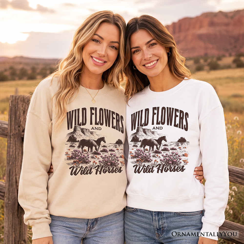 Wild Flowers and Wild Horses Retro Sweatshirt