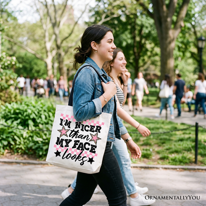 Sarcastic Tote Bag and Checkered Relatable Print