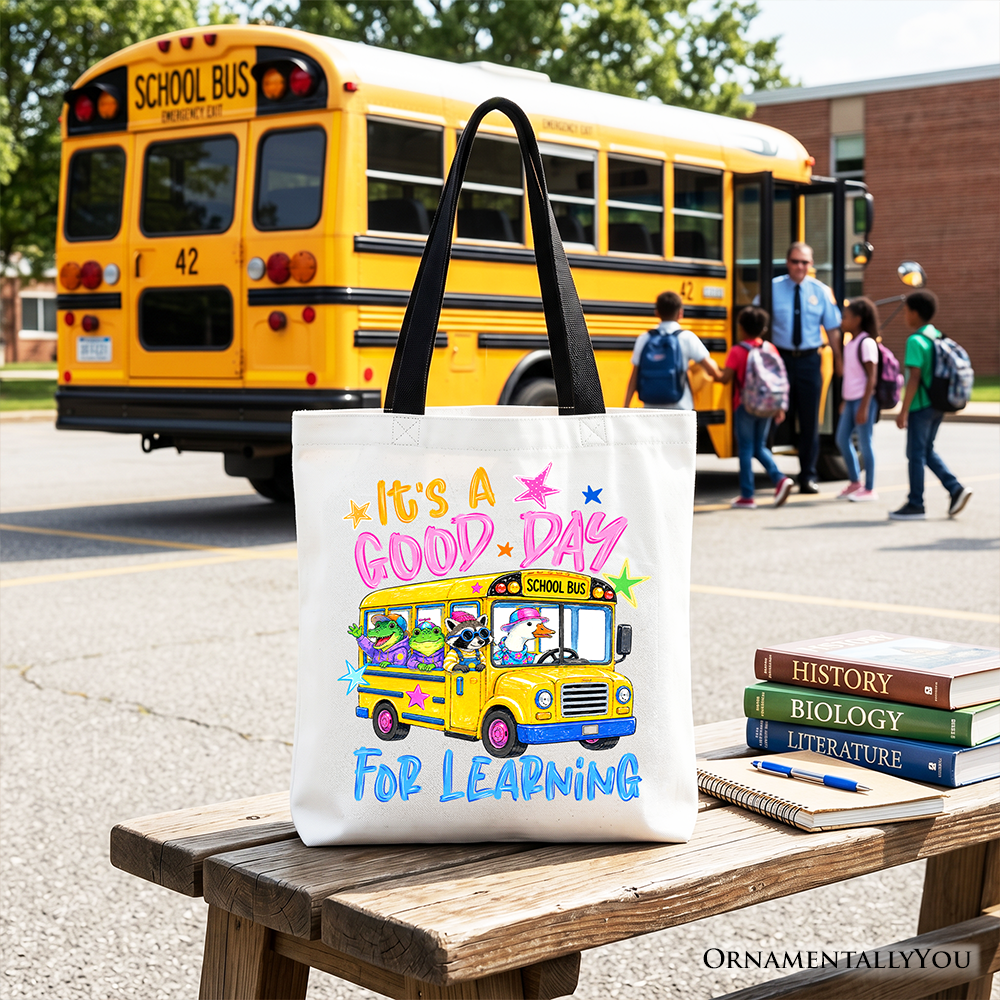 School Bus Good Day for Learning Canvas Tote