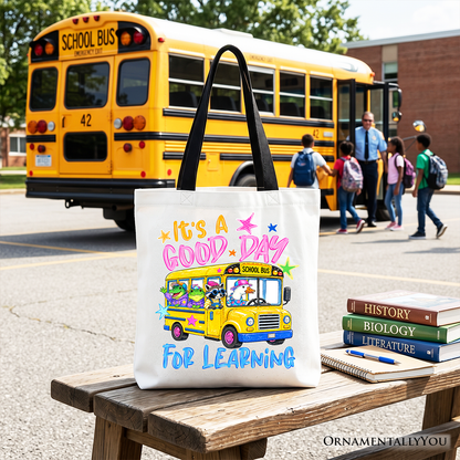 School Bus Good Day for Learning Canvas Tote