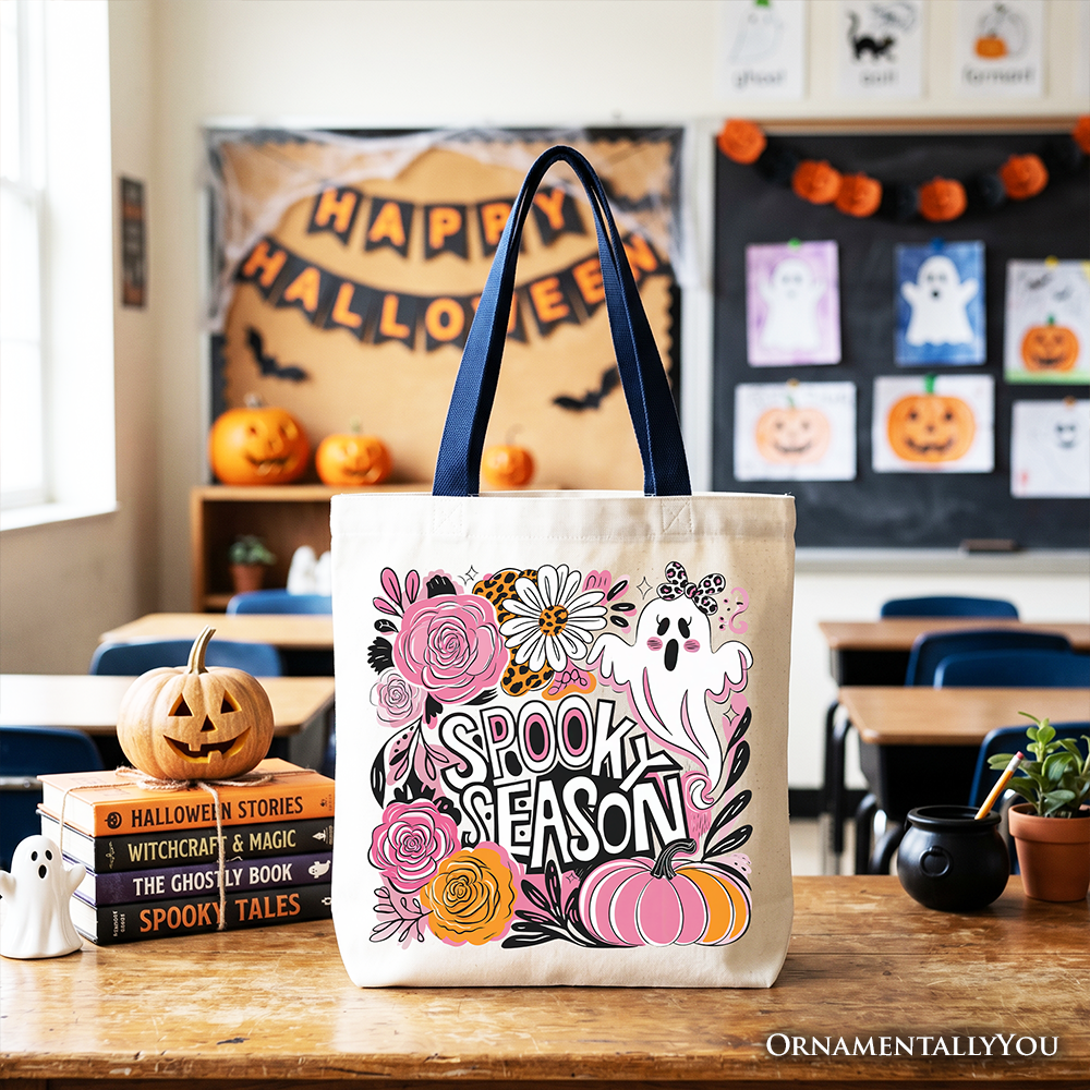 Classic Spooky Teacher Neon Ghost Tote Bag for