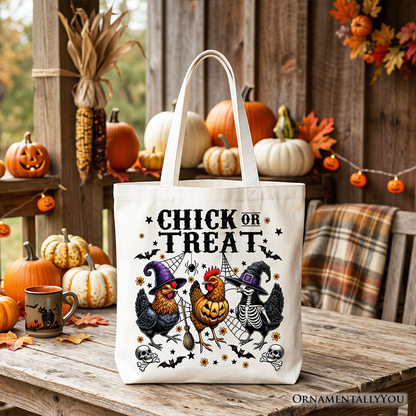 Chick or Treat Funny Chicken Canvas Tote Bag