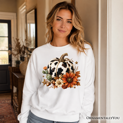 Cow and Pumpkin Floral Western Sweater for Fall