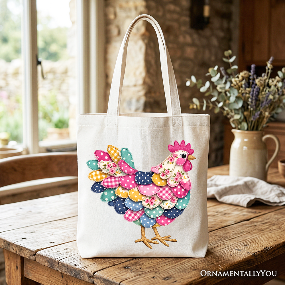 Coquette Floral Chicken and Canvas Tote Bag