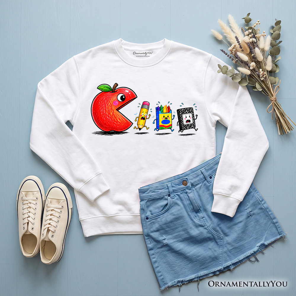 Funny Apple First Day of School Staff Sweatshirt