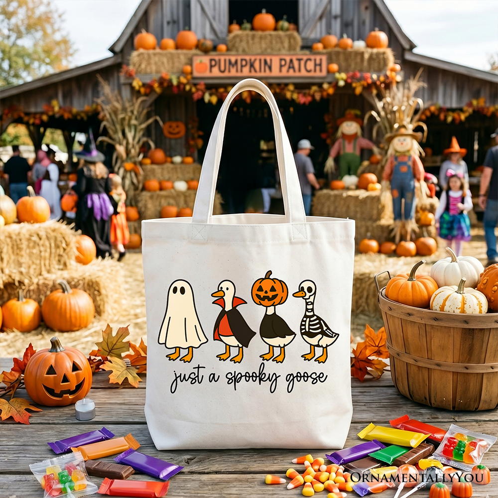 Just a Spooky Goose Canvas Tote Bag for Halloween