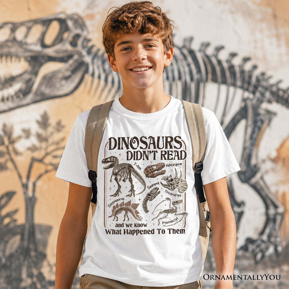 Funny Kids Dinosaur Did Not Read the Book Tee