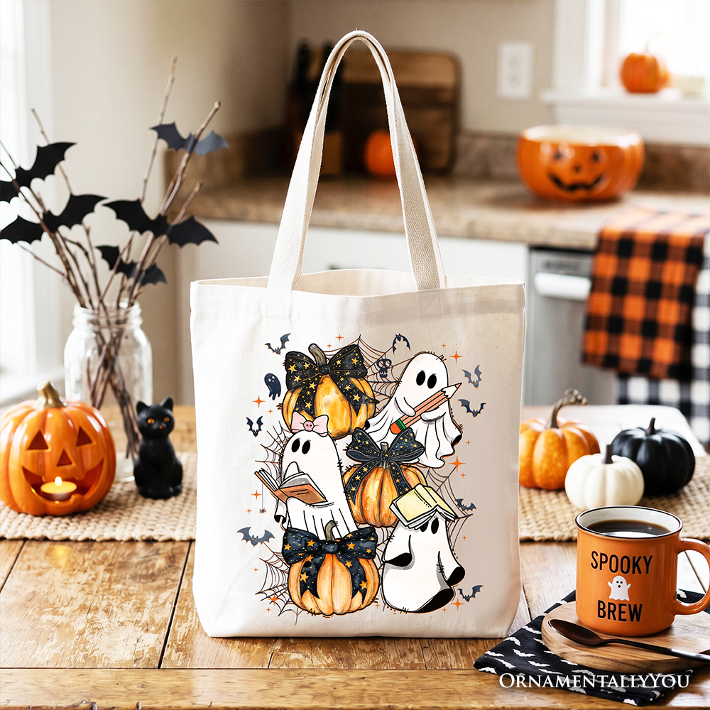 Pink Coquette Halloween Ghost Tote Bag for girls