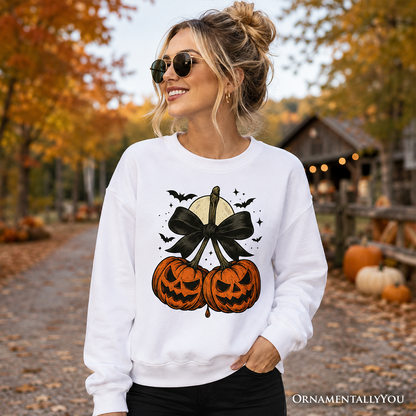 Soft Retro Pumpkin and Cherry Bow Sweatshirt