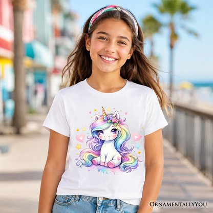 Adorable Rainbow Unicorn and Kids Cotton Tee