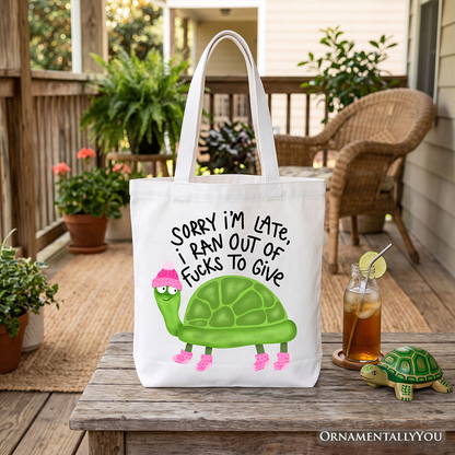 Sarcastic Turtle Tote Bag And A Funny Canvas Gift