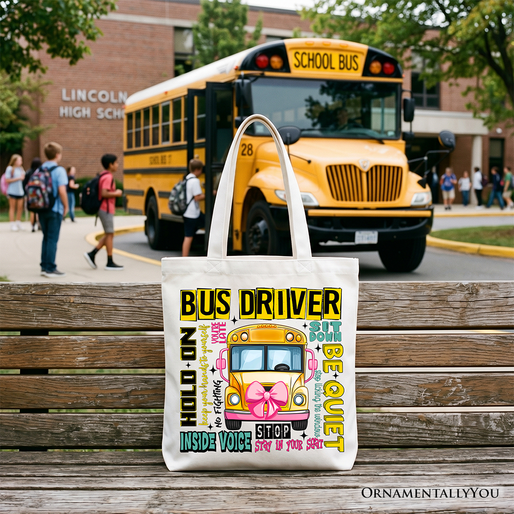 School Bus Driver Canvas Shoulder Tote Bag