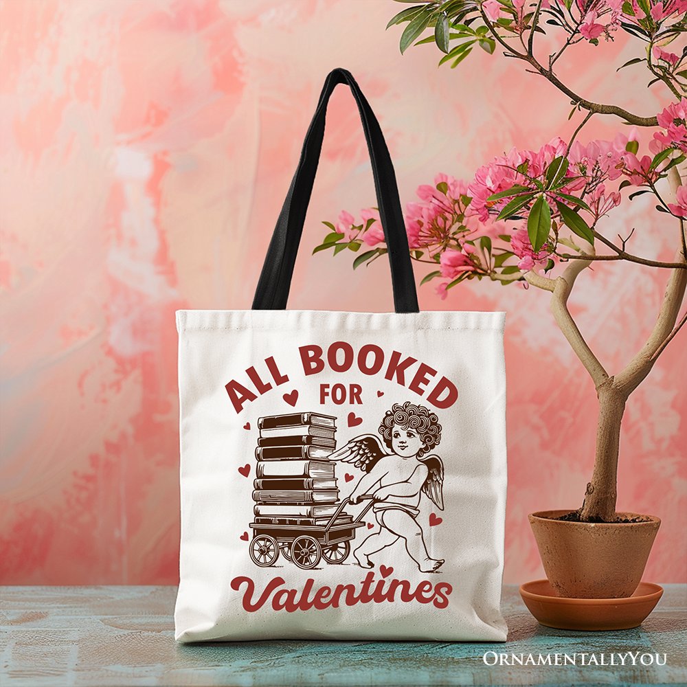 All Booked for Valentines Cupid Canvas Tote Bag