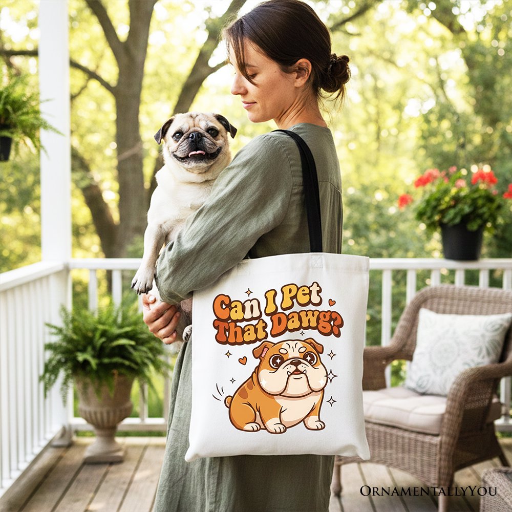 Retro Bulldog Canvas Tote Bag and Dog Gift