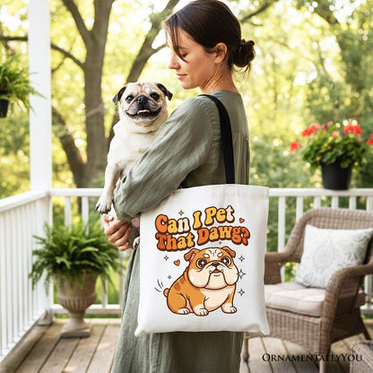 Retro Bulldog Canvas Tote Bag and Dog Gift