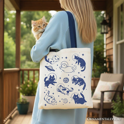 Funny and Retro Astronaut Canvas Tote Bag
