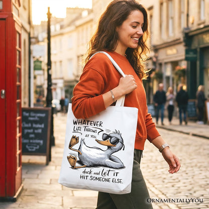 Chill Duck Life Quote Tote Bag for Gift Shoppers