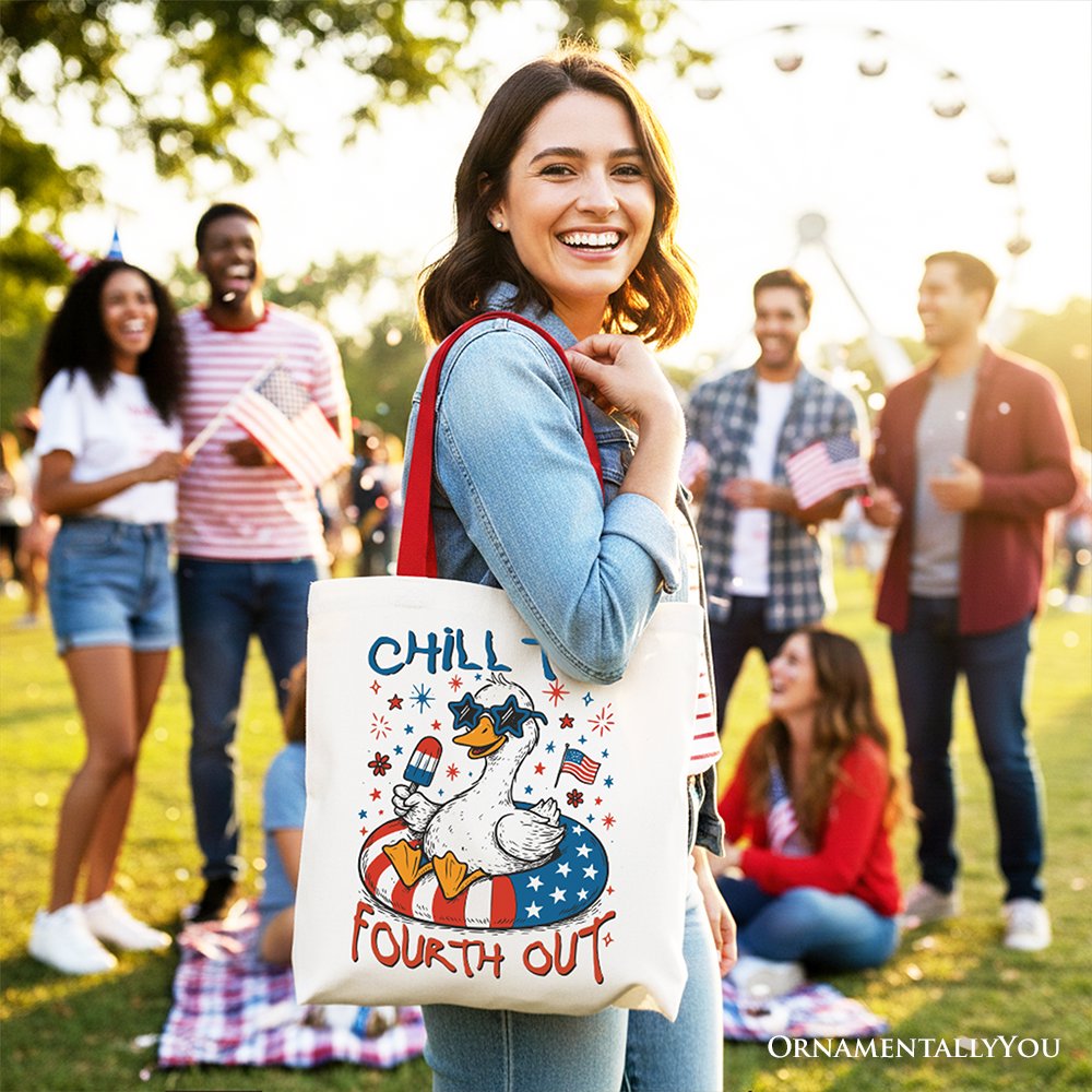 Chill The Fourth Out Goose and Canvas Tote Bag