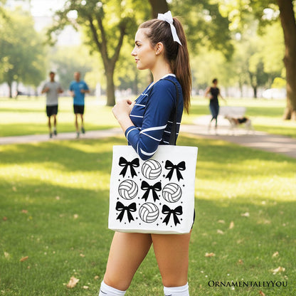 Coquette Volleyball Bows Canvas Tote Bag and Gift