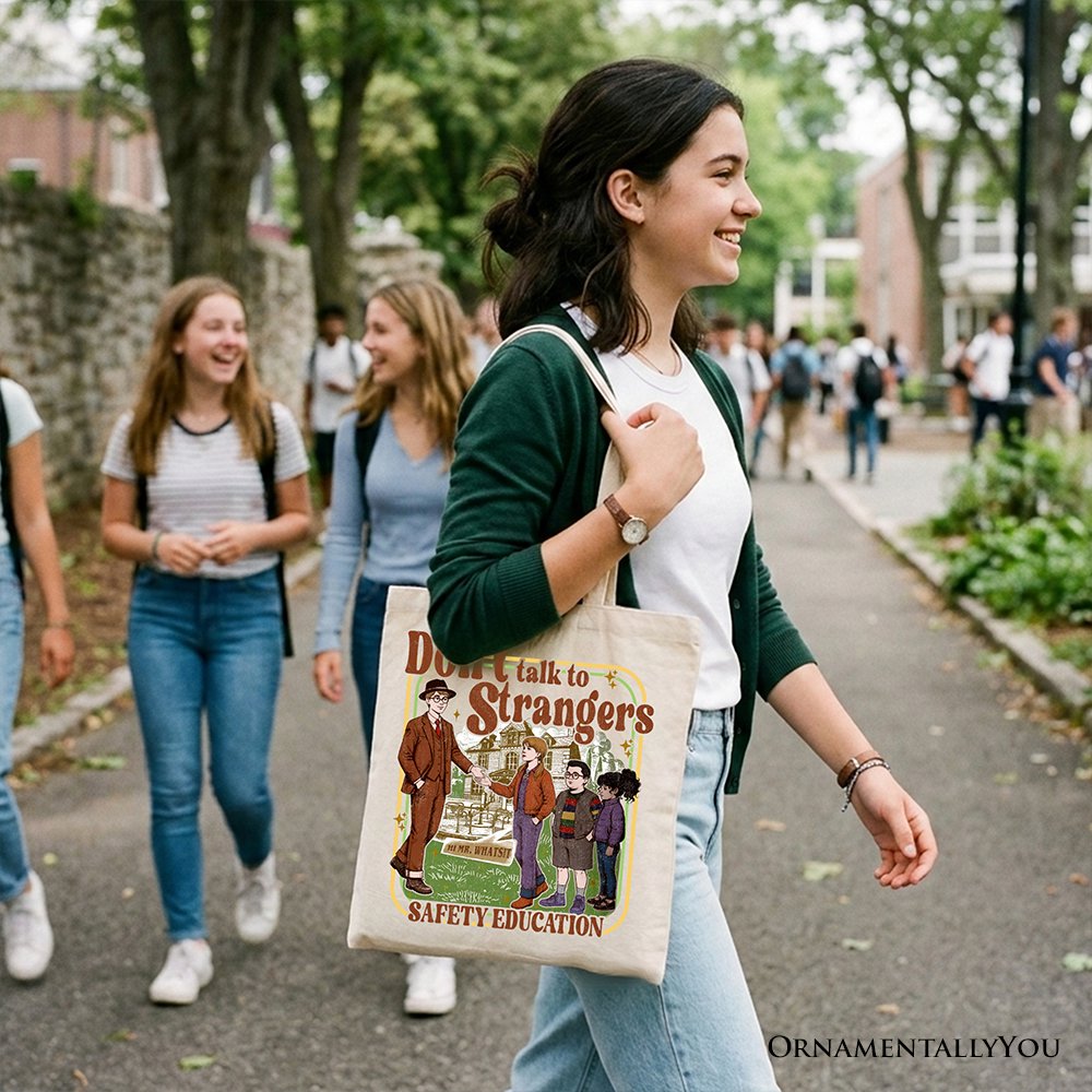 Dont Talk to Strangers Retro Canvas Tote for Kids