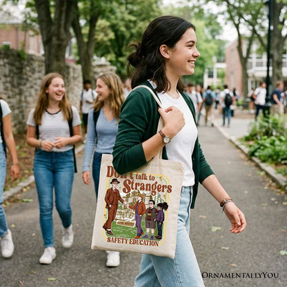 Dont Talk to Strangers Retro Canvas Tote for Kids