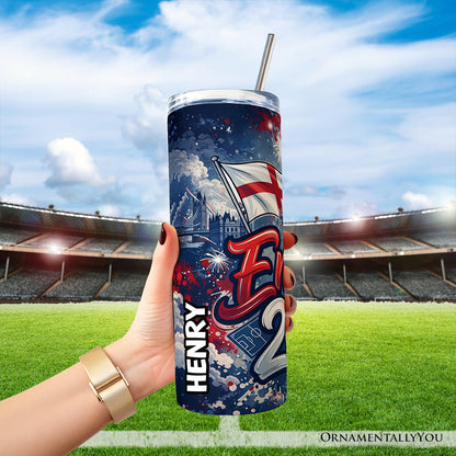 England 2026 Soccer Cup Global Championship 20oz Tumbler With Lid and Stainless Steel Straw, Fans Football Gift Cup