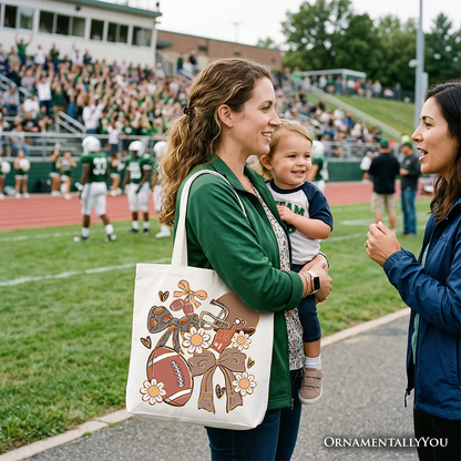 Coquette Football Mom and Daisy Fall Tote Bag