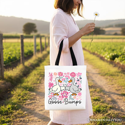 Funny Goose Bumps Floral Canvas Tote Bag and Gift