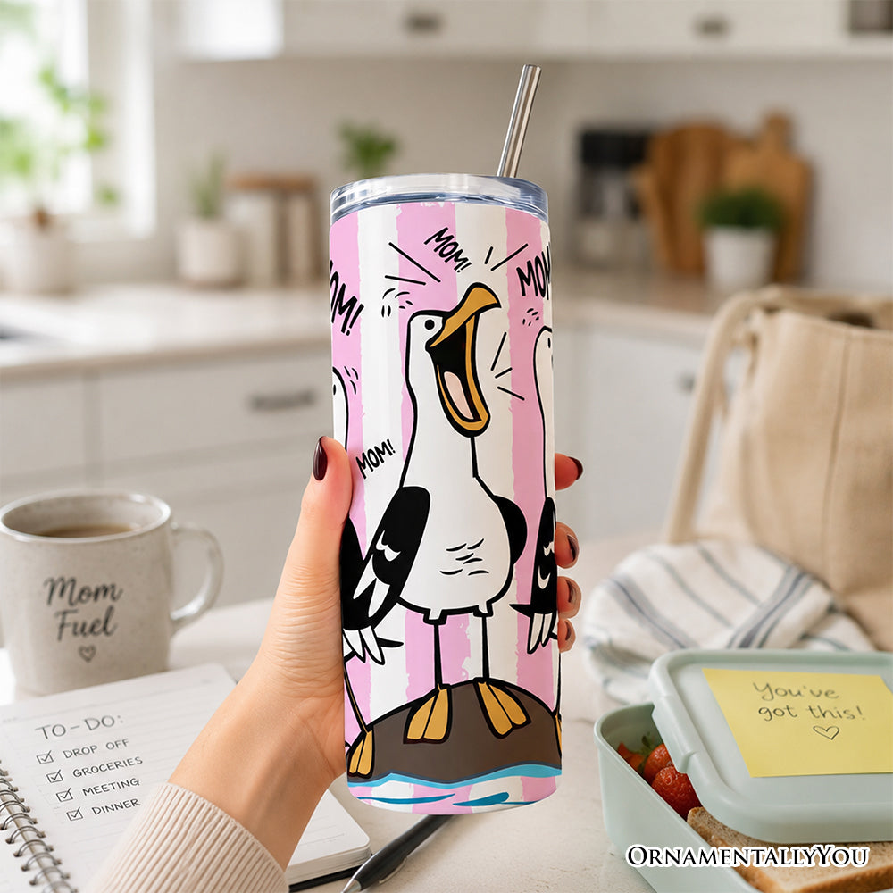 Pink Coastal Seagull Mom 20oz Tumbler and Straw