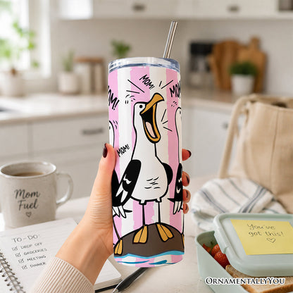 Pink Coastal Seagull Mom 20oz Tumbler and Straw