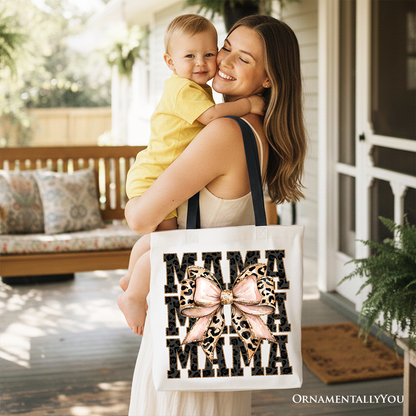 Glitter Leopard Mama Tote Bag and the Bow