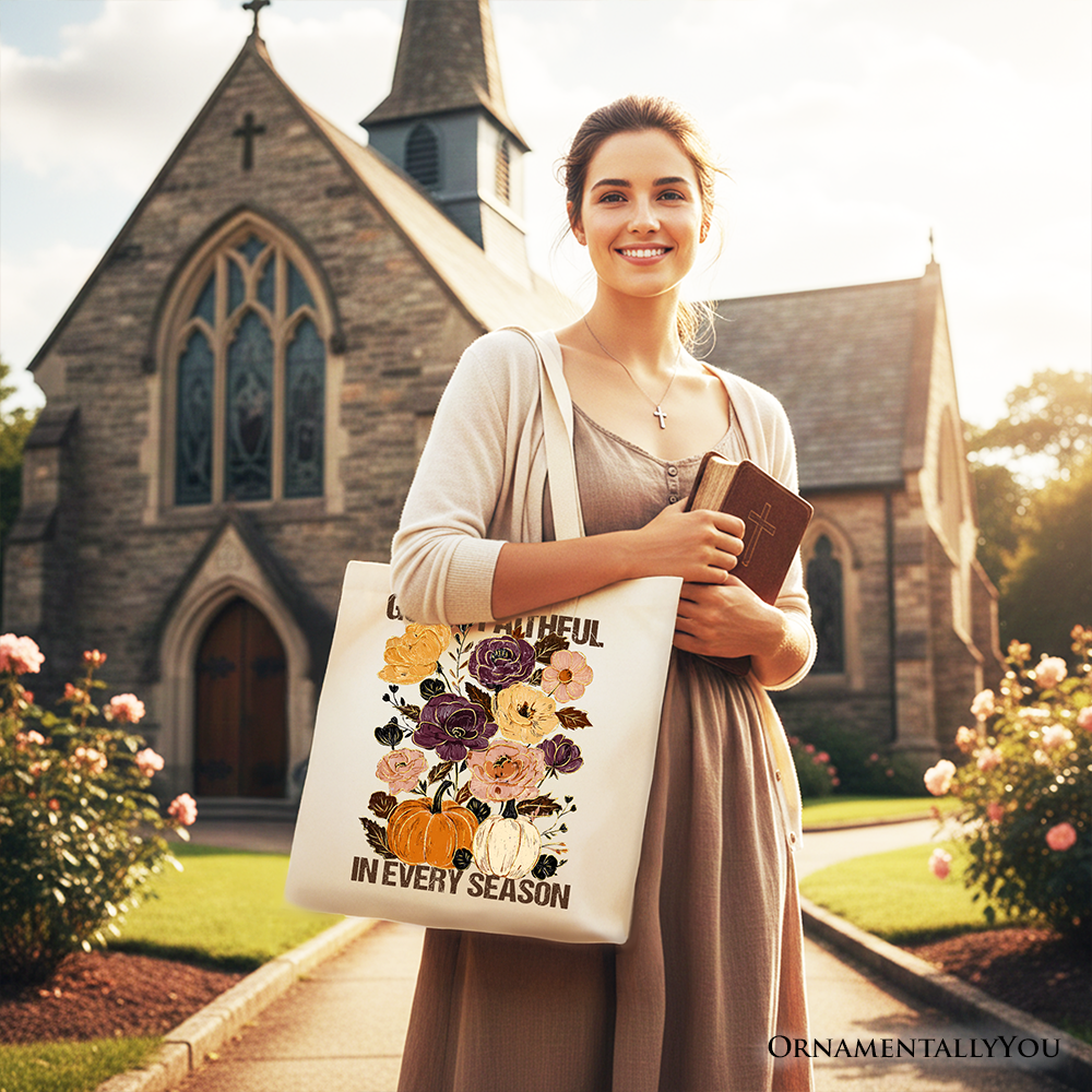 God Is Faithful And Floral Canvas Tote Bag