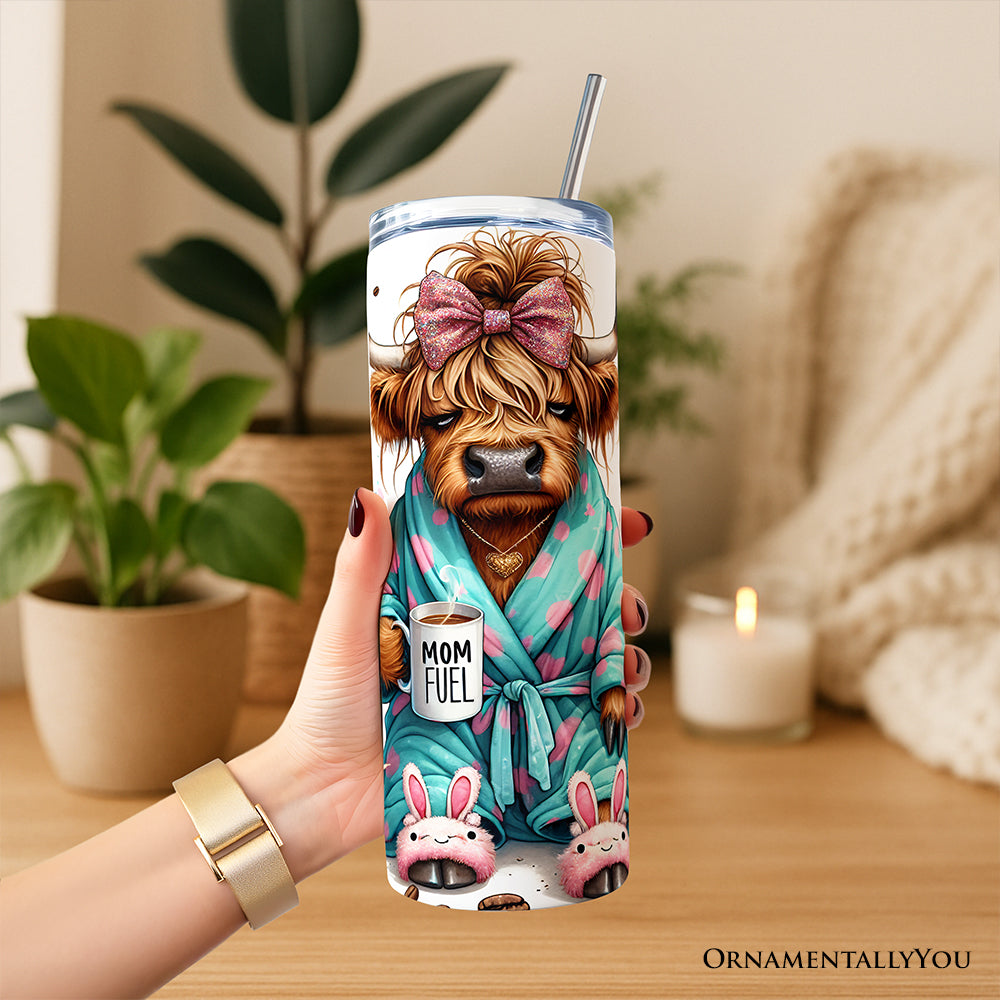 Highland Cow Mom Life 20oz Personalized Tumbler With Lid and Stainless Steel Straw, Sarcastic Motherhood Gift Cup