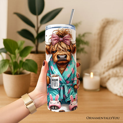 Highland Cow Mom Life 20oz Personalized Tumbler With Lid and Stainless Steel Straw, Sarcastic Motherhood Gift Cup