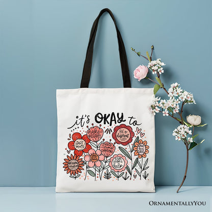 Boho Floral Affirmation Canvas Tote Bag and Gifts